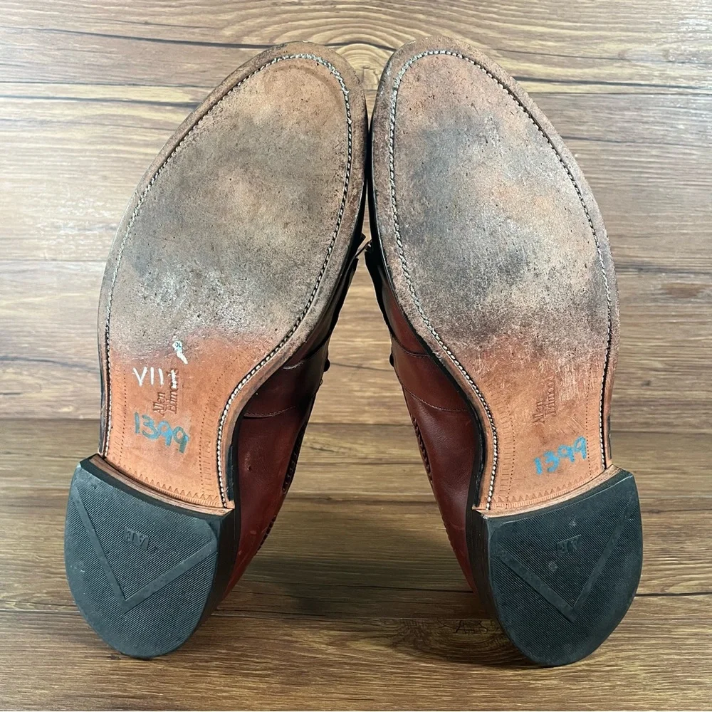 Allen Edmonds Brown Woven Leather Tassel Loafers